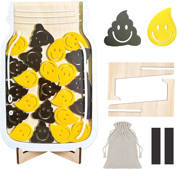 Reward Jar for Kids – Magnetic Wooden Behavior Chart and Incentive Jar with 25 Tokens, Stickers, Stand & Magnet – Positive Reinforcement Tool for Home, Toddlers or Classroom (Drop & Plop)