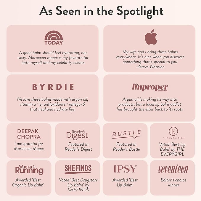 Moroccan Magic Organic Pure Coconut Lip Balm 3 Pack | Ultra-Hydrating Argan & Essential Oil Lip Moisturizer + Vitamin E | Natural Chapstick for Dry Lips | Smooth, Non-Toxic | Organic Lip Balm