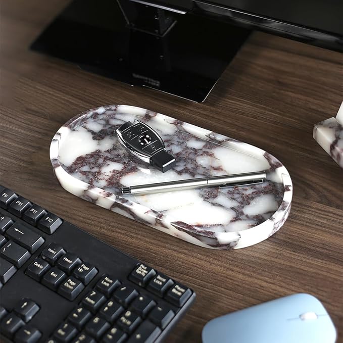 100% Natural Luxury Calaccata Viola Marble Small Hand Towel Tray Holder Organizer, Makeup Bathroom Holder