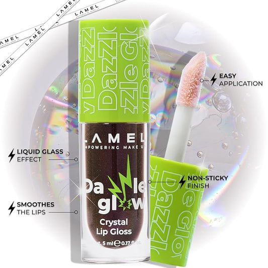 Lamel Dazzle Glow Crystal Clear Lip Gloss - Hydrating Lip Gloss - Non Sticky - Colored - Moisturizing - №408 Cherry Cola