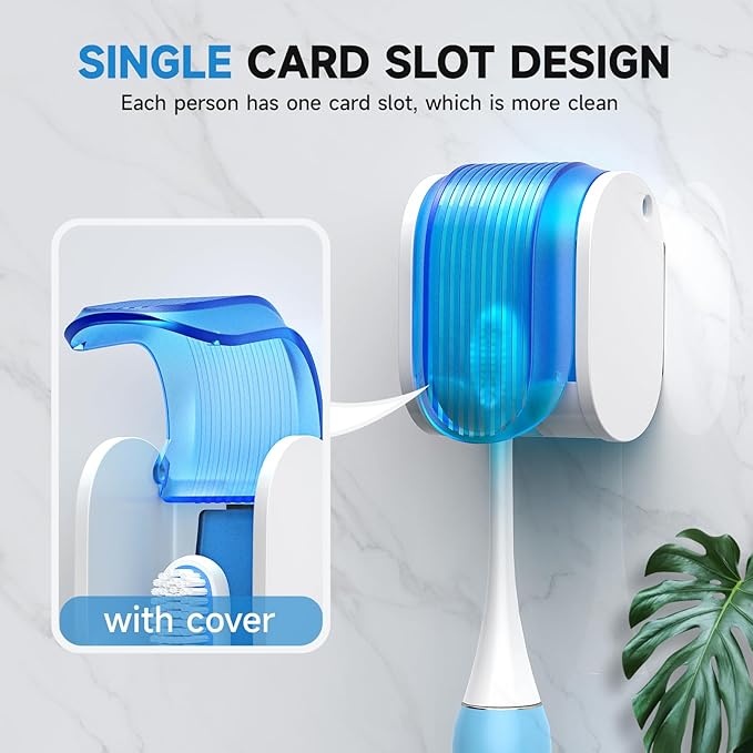 Toothbrush Holders for Bathrooms【Upgrade Single Slot Design】 Toothbrush Holder Wall Mounted with Cover Moisture-Proof and Dust-Proof Toothbrush Storage Organizer for Shower Family and Travel 5PCS