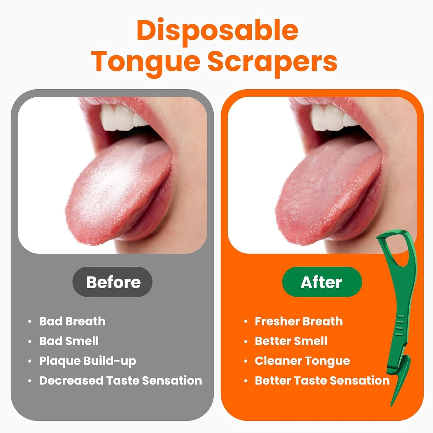 Tongue Scraper Disposable Tongue Scraper for Adults Disposable Tongue Scraper with Dental Picks Best Disposable Plastic Tongue Cleaner BPA Free Oral Care Hygiene Essential Kit 36 Counts