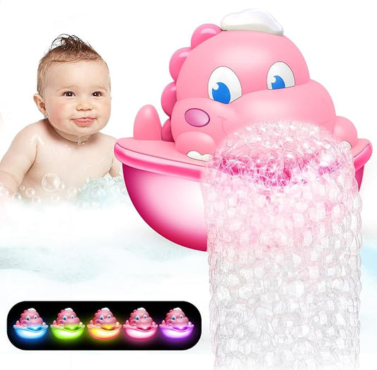 Baby Bath Toys Light Up Bath Bubble Machine with Colourful Light Bathtime Shower Bath Toys for Kids Ages 1-3 4-8 Birthday for Toddler Boys Girls