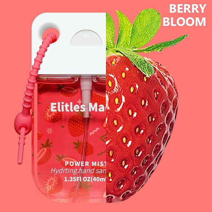 Hand Sanitizer Spray, 4Pack Spray Hand Sanitizer Travel Size With Cute Keychain, Scented Power Mist Hydrating for Kids Christmas Gifts,1.35FL.OZ (Watermelon,Citrus,Strawberry,Lavender