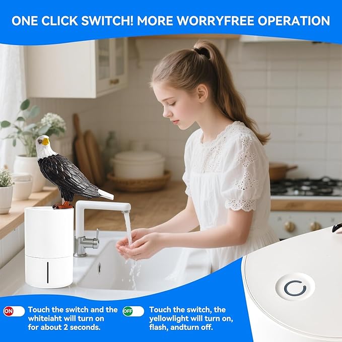 Fun Animal Series Foam Soap Dispenser-Shiba Inu,Pigeon,Shaped Foam Hand Washer,Automatic Soap Dispenser for Bathroom & Kitchen, Hilarious Gift for Kids, Adults (White-Headed Eagle Series)