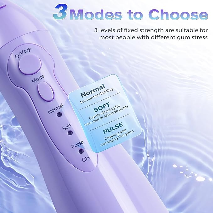 TOVENDOR Electric Water Flosser, Cordless Rechargeable Dental Oral Irrigator IPX7 Waterproof 300ML Travel Water Teeth Cleaner with 5 Tips for Braces Care Teeth Gums Cleaning, Home Office Daily Use