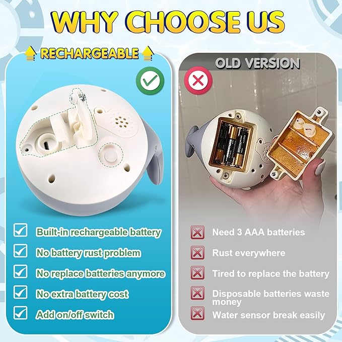 Gigilli Baby Bath Toys with 4 Modes, Bath Toys for Kids Ages 1-3, 1 Year Old Boy Girl Gifts Christmas Stocking Stuffers for Babies 6-12-18 Months, Light Up Whale Bath Toy Toddler Birthday Bathtub Toy