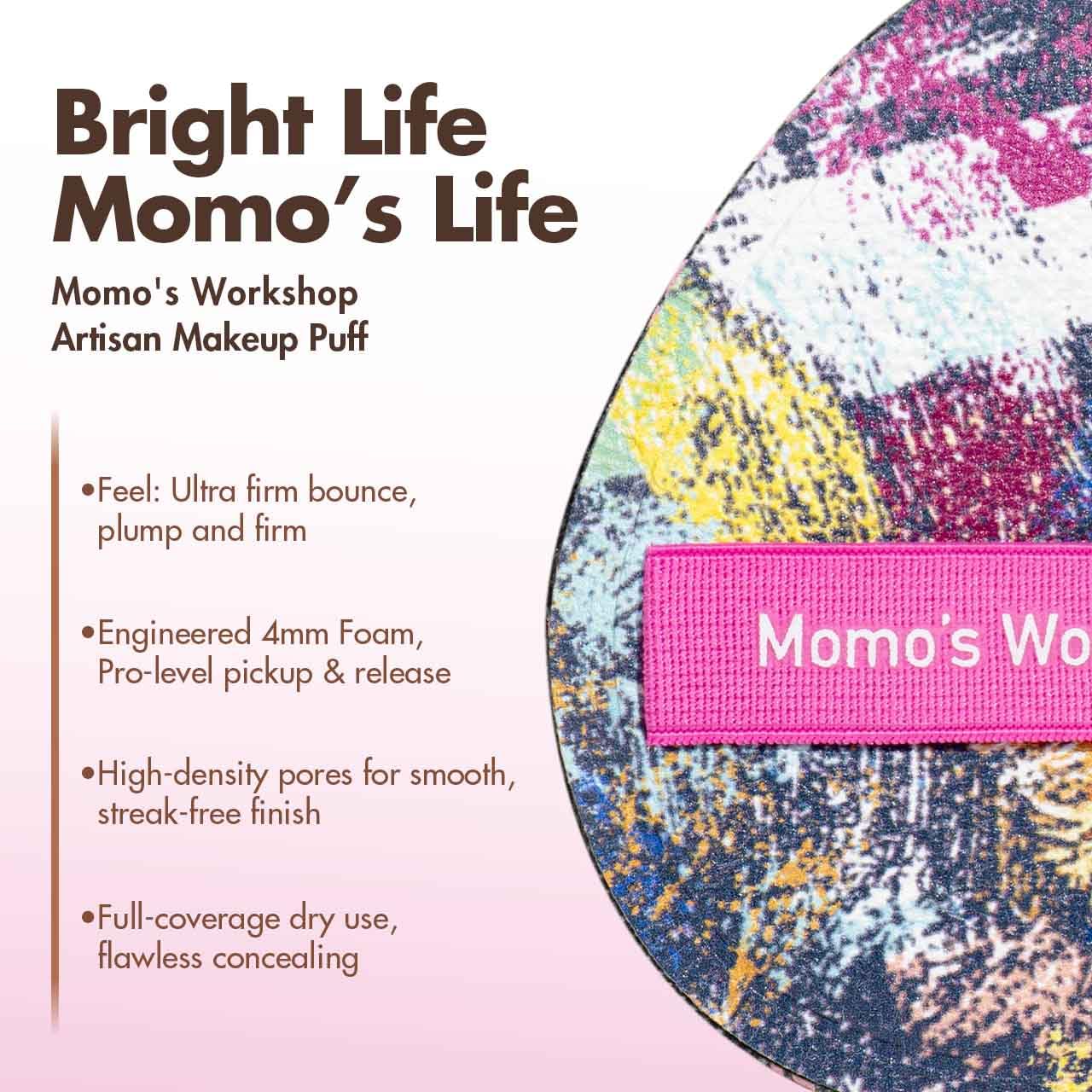 Momo's Workshop Graffiti Denim Egg Makeup Sponge 2-Pack,Ultra Firm Bounce Rubycell Sponge for Liquid-Full Coverage Foundation,for Dry/Combination Skin,Travel Friendly,2pcs &Storage Case