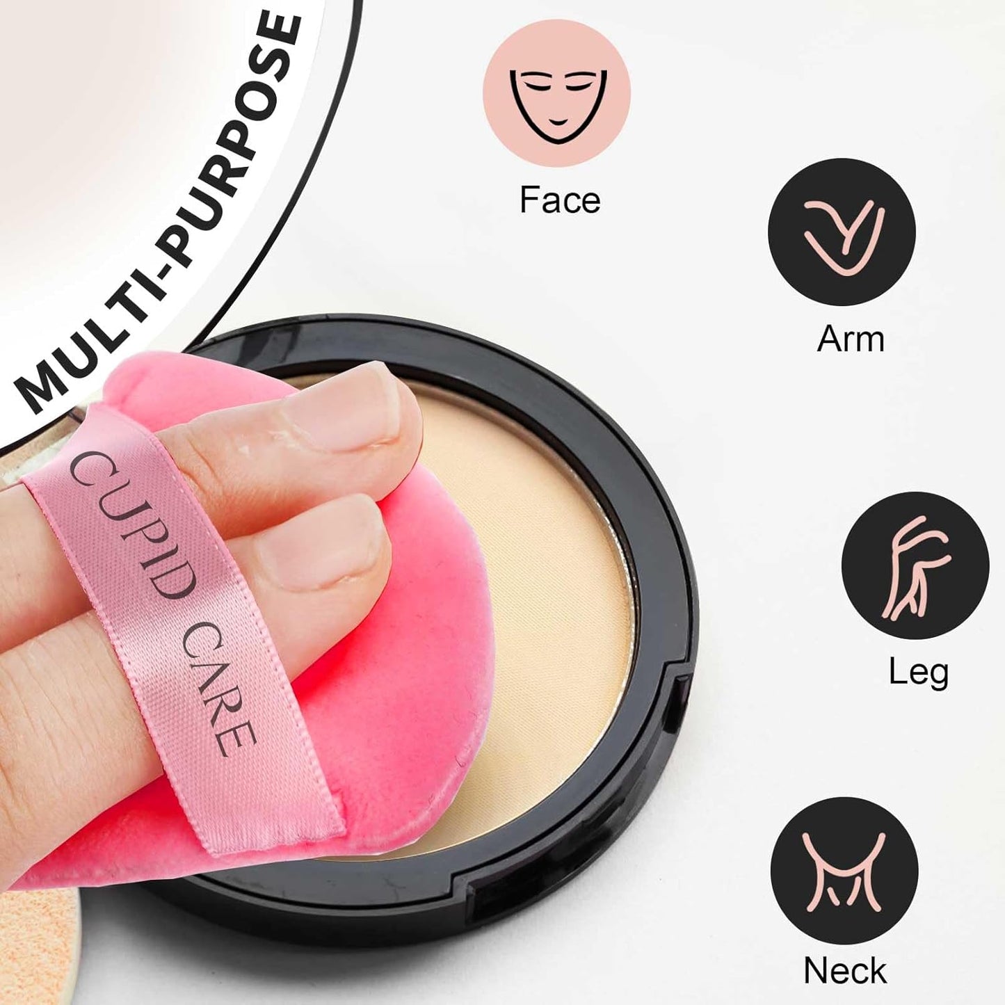 6 Pcs Triangle Powder Puff with 2 Travel Cases, Setting Powder Puffs for Face Powder and Foundation, Velour Makeup Puff for Loose Powder Body Powder, Skin-Friendly, Beauty Makeup Tools-Red