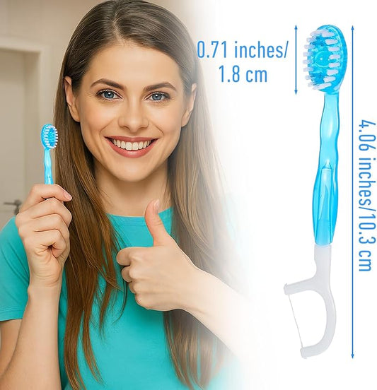 40 Pack Disposable Mini Travel Toothbrushes Bulk 5-in-1 Portable Pre-Pasted Travel Toothbrush with Toothpaste Tongue Scraper Floss Pick, Individually Wrapped for Traveling for Adults Kids