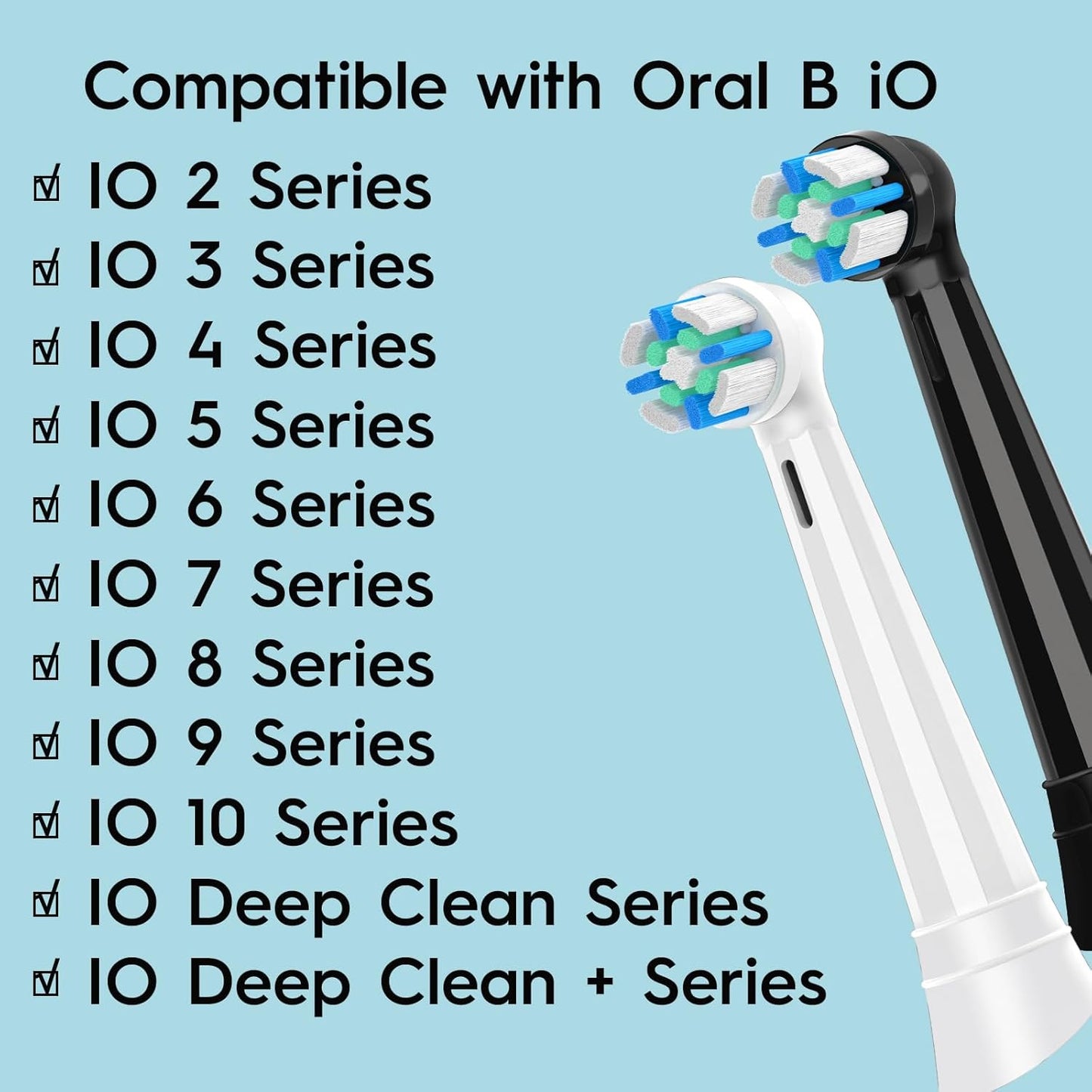 10 PCS IO Replacement Heads Compatible with Oral B IO 2/3/4/5/6/7/8/9/10/Deep Clean Series Electric Toothbrush, Medium Softness Brush Heads Compatible with Oral B IO for Teeth and Gums Care (White)