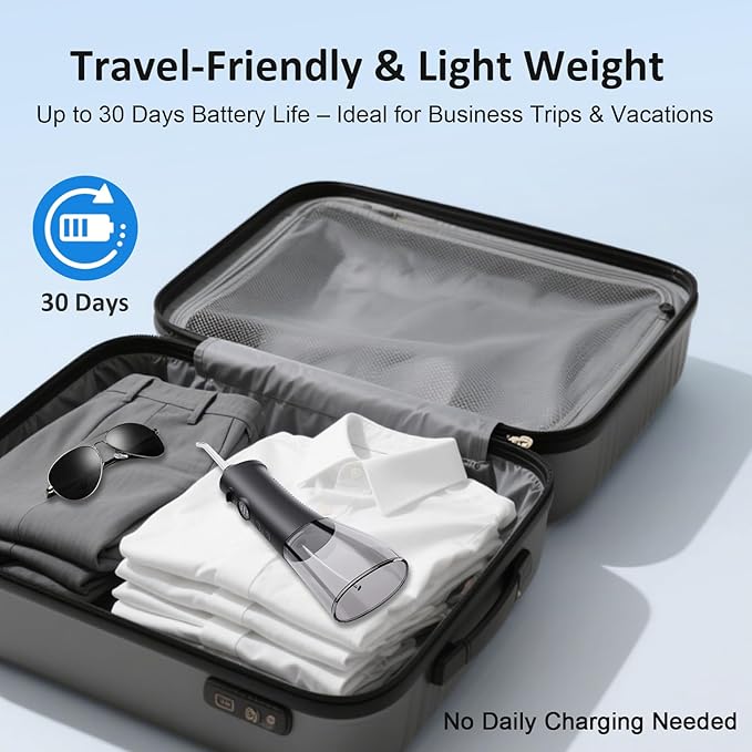 Water Dental Flosser for Teeth – 300ML Cordless Oral Irrigator with 6 Replaceable Jet Tips, 3 Modes, Portable Rechargeable Electric Flosser for Braces & Sensitive Gums, IPX7 Waterproof for Home&Travel