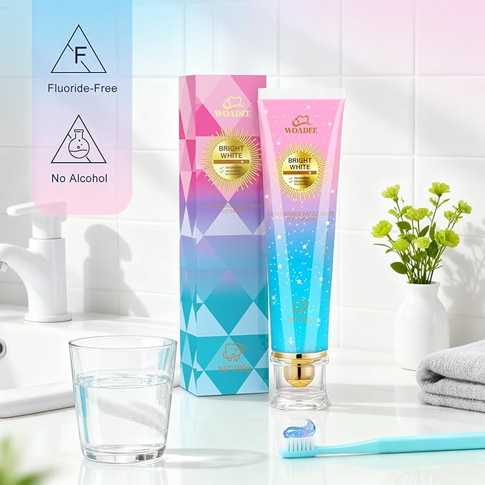 Woadee Niacinamide Whitening Toothpaste | Nicotinamide Radiant Whitening Toothpaste - Remove Tough Tooth Stains & Fresh Breath | Fluoride-Free Protects Enamel & Improves Gum Health, Mint Flavor (3)