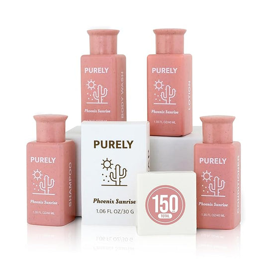 150 piece set | Hotel Soaps and Toiletries Bulk set | For Airbnb Essentials for Hosts | Mini Travel Size Shampoo and Conditioner Sets | Bulk Travel Size Toiletries | Homeless Supplies Bulk Amenities