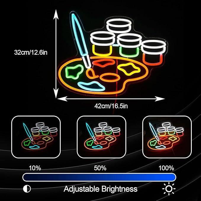 Paint Neon Sign Dimmable Painting Disc Neon Light Signs for Wall Decor USB Powered Draw LED Light Up Sign for Studio Painting Classroom Art Wall Decoration (Multicolored)
