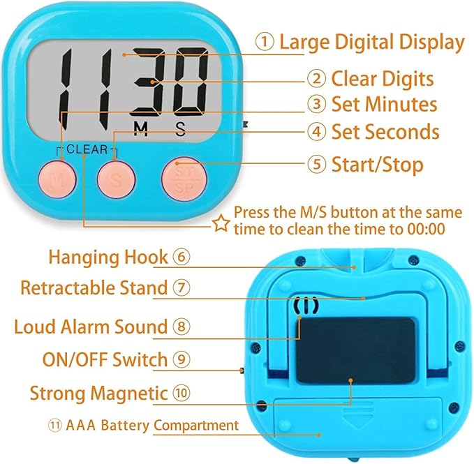 Classroom Timers for Teachers Kids Large Magnetic Digital Timer Teacher Supplies 6 Pack-Blue Pink