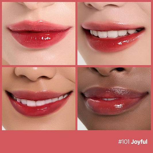 Laka Fruity Glam Lip Tint Mini, 1.9g/0.07oz, Glowing Lip Stain with Wide Color Spectrum, Hydrating & Lightweight Texture, Long-Lasting Bold Stain, Non-Sticky, Vegan, K-Beauty (#101 Joyful)