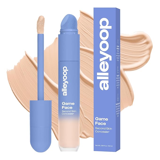 Alleyoop Game Face Makeup Concealer - Lightweight, Buildable Under Eye Concealer for Dark Circles, Hydrating Cream Formula for Women with Aloe Stem Cell - Smooth, Crease-Proof Makeup, Brilliant