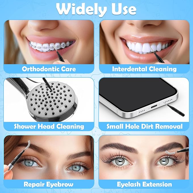 120Pcs Interdental Brushes, 360° Bendable Soft Bristles Braces Flossers Dental Brushes Between Teeth Gum Interdental Brushes for Gum Braces Oral Teeth Cleaning Tool （Black）