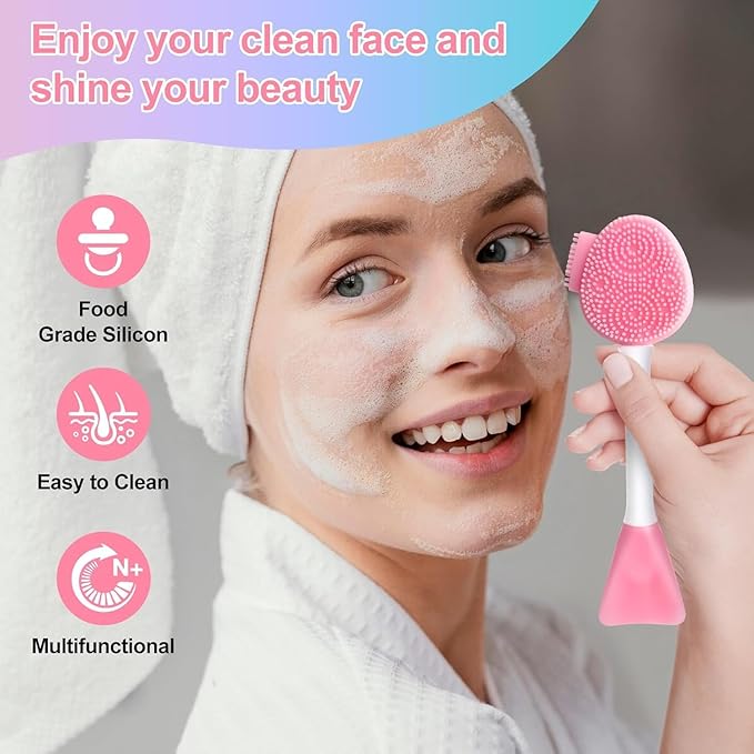 2pcs Silicone Face Scrubber Face Mask Brush Exfoliating Lip Cleansing Facial Cleansing/Wash Brush Exfoliator Blackhead Skin Care Tool Makeup Removes Dead & Dry Skin for Women Men
