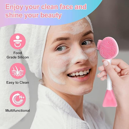 2pcs Silicone Face Scrubber Round Pads Face Mask Brush Exfoliating Lip Cleansing Facial Cleansing/Wash Brush Exfoliator Blackhead Skin Care Tool Makeup Removes Dead & Dry Skin for Women Men