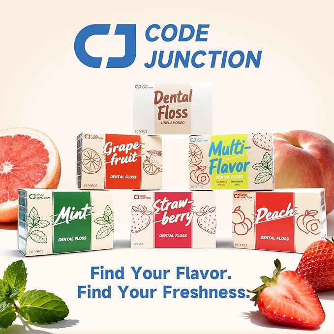 Travel Floss Picks, Peach Flavor, Dental Floss for Adults, 120 Count (3 Boxes of 4 Travel Packs)