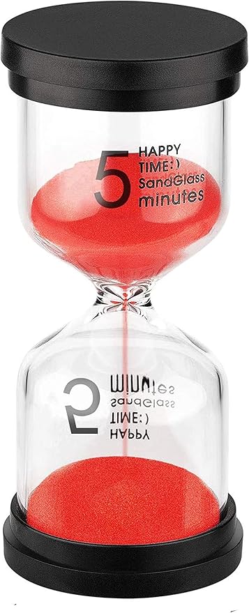 SuLiao Hourglass 5 Minute Sand Timer: Red Sand Clock, Plastic Sand Watch Five Min, Small Reloj De Arena 5 Minutos, Colorful Hour Glass Sandglass for Childs, Games, Classroom, Kitchen, Decoration