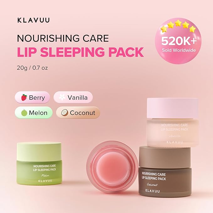Klavuu Lip Mask Sleeping Pack (0.7oz) – Overnight Deep Hydrating Korean Lip Balm Treatment for Very Dry, Chapped Lips | Lip Lightening & Plumping with Instant Hydration | Gentle Exfoliating (Berry)