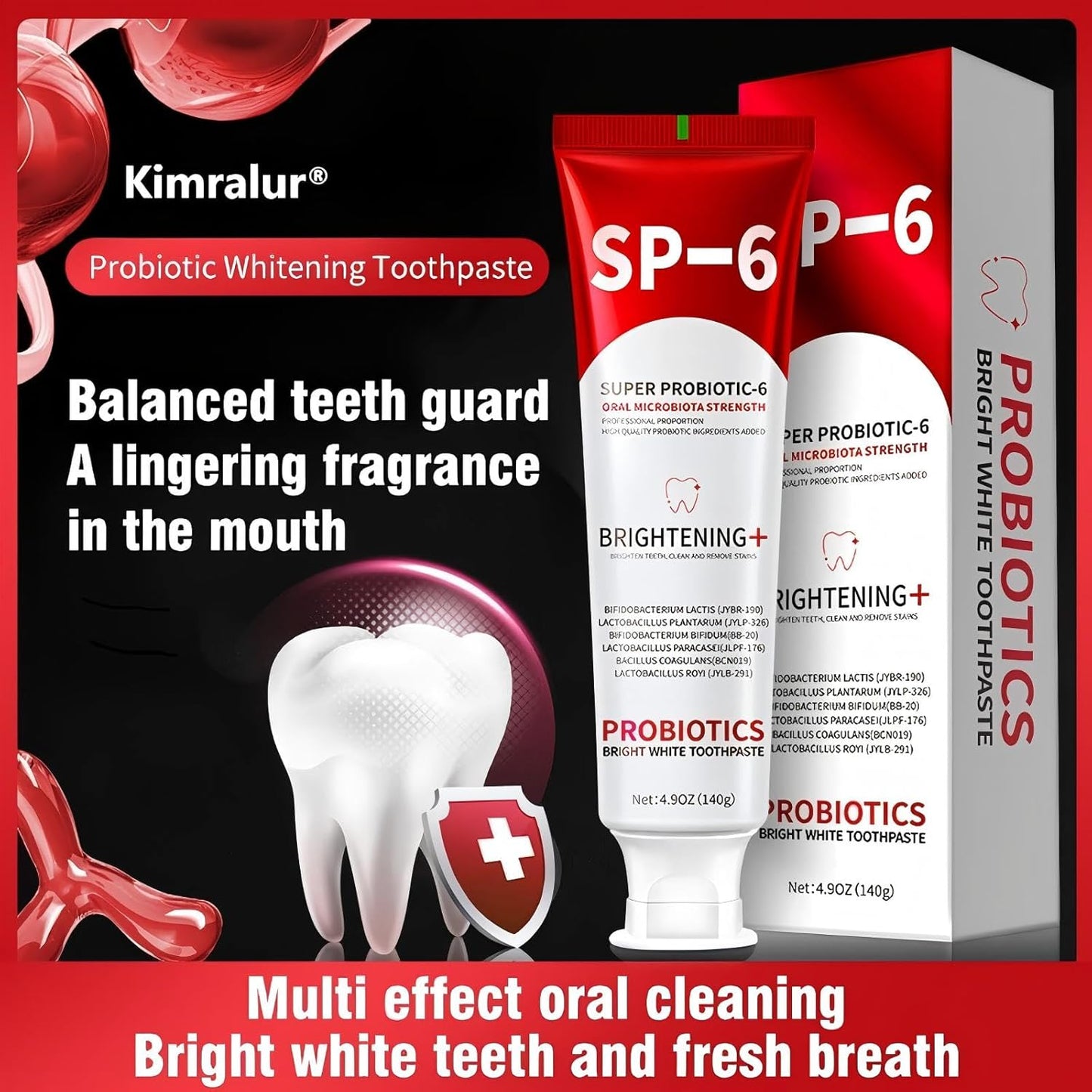 Sp-6 Probiotics Whitening Toothpaste, Sp-6 Ultra Whitening Toothpaste, Enhanced Formula with Enamel-Safe, Fluoride-Free, Fresh Breath Mint Flavor for Oral Health (3)