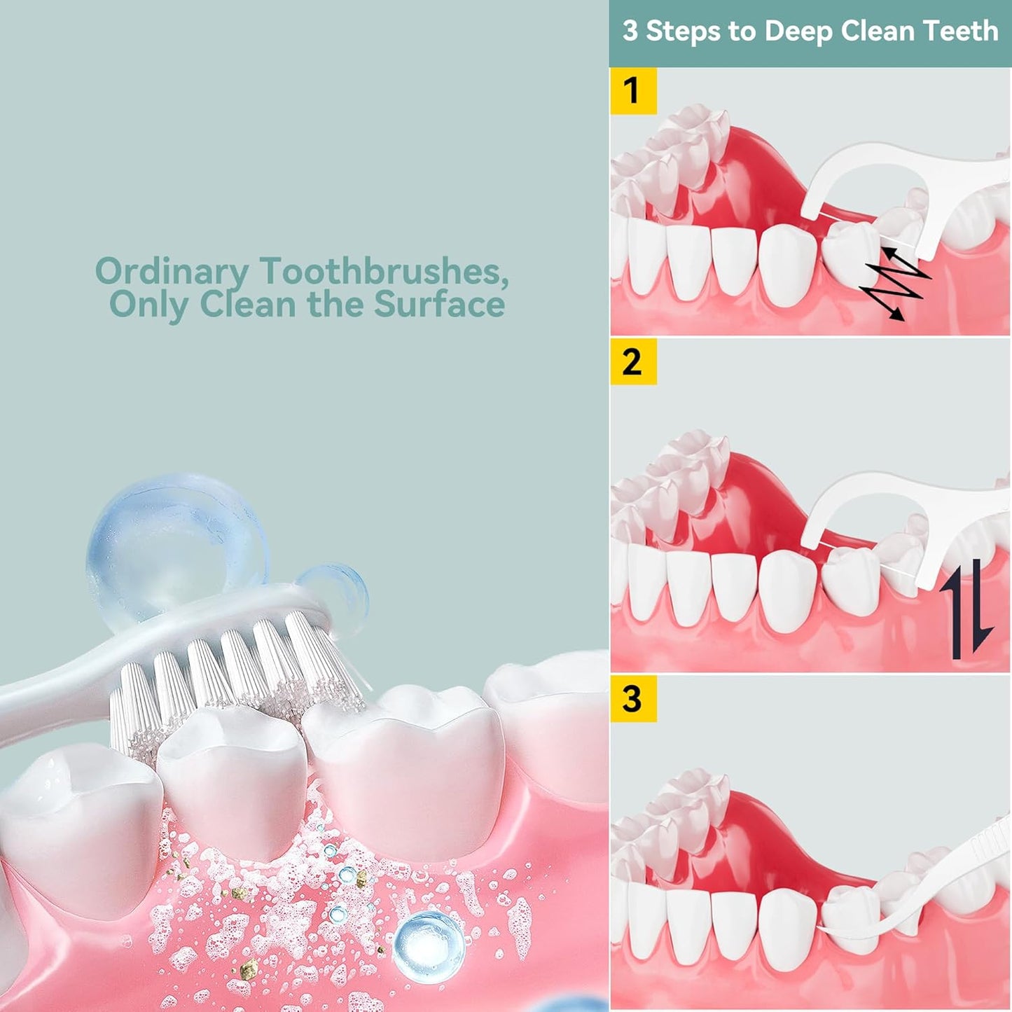 Dental Floss Picks with Built-in Toothpicks 500 Count White Non-Breakable Flossers Bulk 10 Travel Cases Family Pack for Deep Cleaning Plaque Removal and Gingiva Protection Gen 5