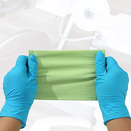JMU 125 Pack Dental Bibs, Disposable Dental Bibs 3-Ply Waterproof Patient Bibs Tray Covers 13" x 18" Green