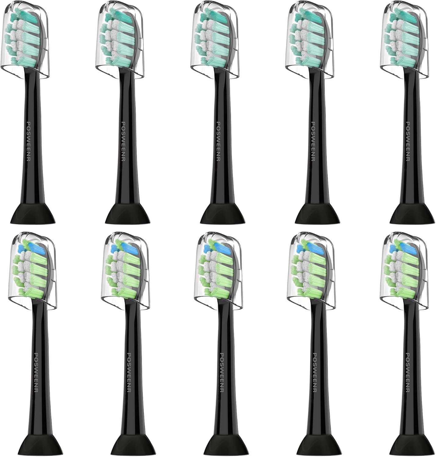 Replacement Toothbrush Heads for Philips Sonicare Replacement Heads Compatible Electric Toothbrush Heads, 10 Pack, Black