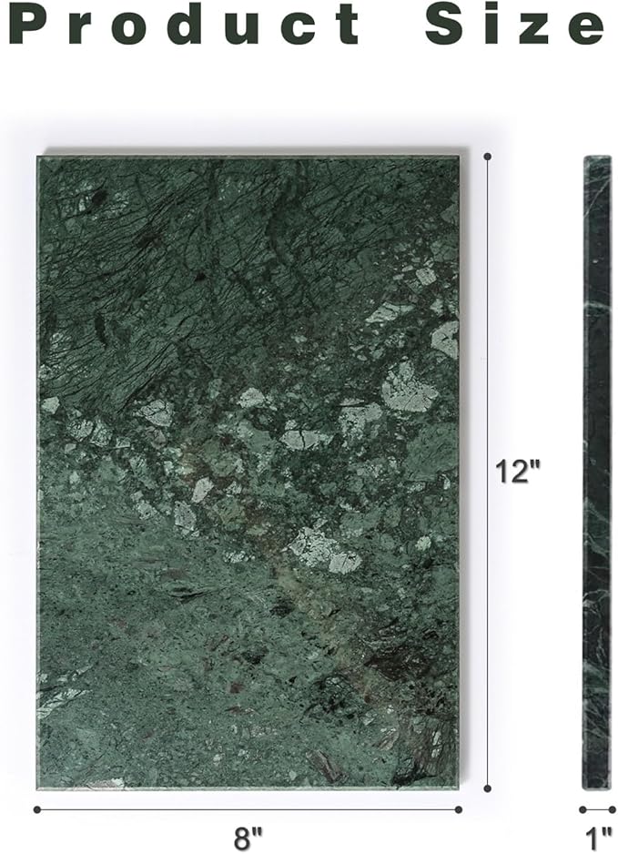 100% Natural Green Marble Tray, Luxury Stone Vanity Organizer for Perfume & Jewelry, Dark Green Decorative Marble Slab for Bathroom or Coffee Table, 12×8 Inch, Non-Resin