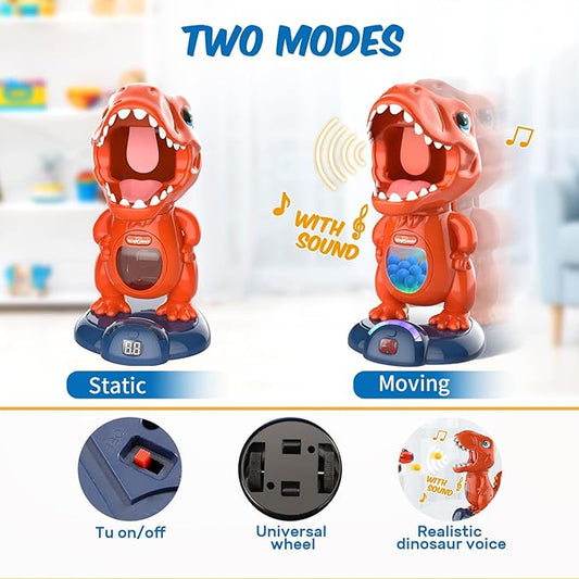 EagleStone Movable Dinosaur Shooting Toys for Kids Games with 2 Air Pump Gun, Party Toys with Score Record, LED & Sound, 48 Foam Balls Electronic Target Practice Gift for Boys and Girls