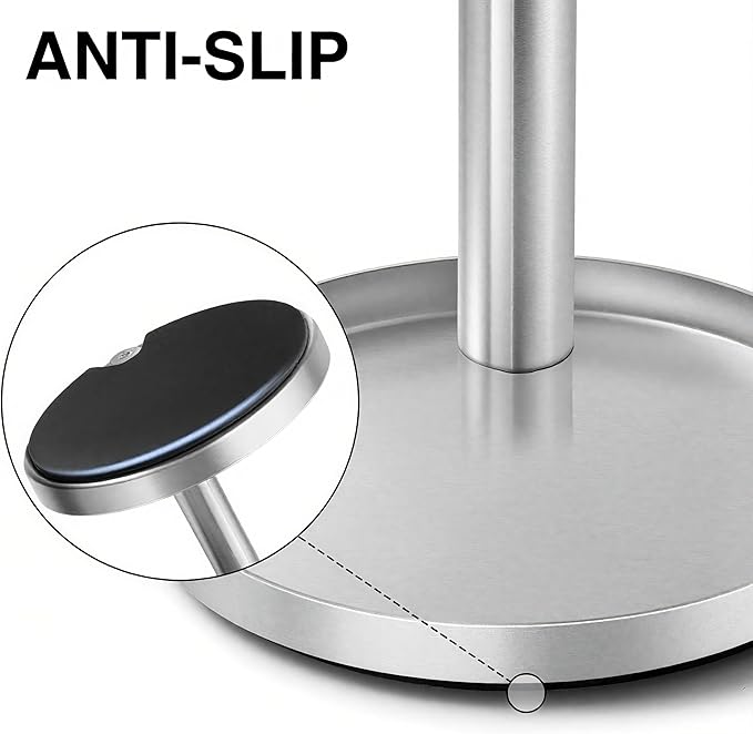 Stainless Toothbrush Holder Stand for Bathroom: Stainless Steel Ventilated Organizer with Slots for Electric Toothbrushes, Toothpaste, Razors & Small Comb, Unique Footprint Base Design, Brushed Silver