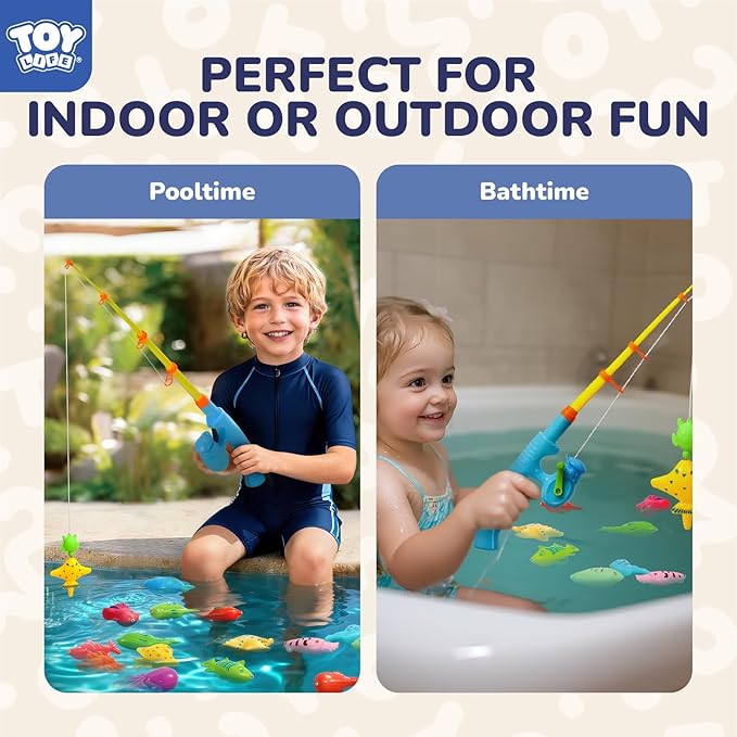 TOY Life 2-Player Magnetic Fishing Game for Kids 3-5 - Toddler Fishing Pole Set with Fish Toys - Bath & Pool Toys - Water Table Accessories - Educational Fishing Toy Rod for Boys Girls
