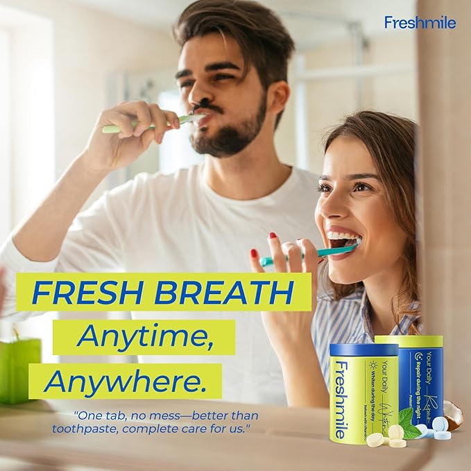 Whitening Toothpaste Tablets with Nano-Hydroxyapatite (NHA), Natural Teeth Whitening & Repair, Xylitol for Fresh Breath, Fluoride-Free, Protects Sensitive Teeth & Gums (120 Count)