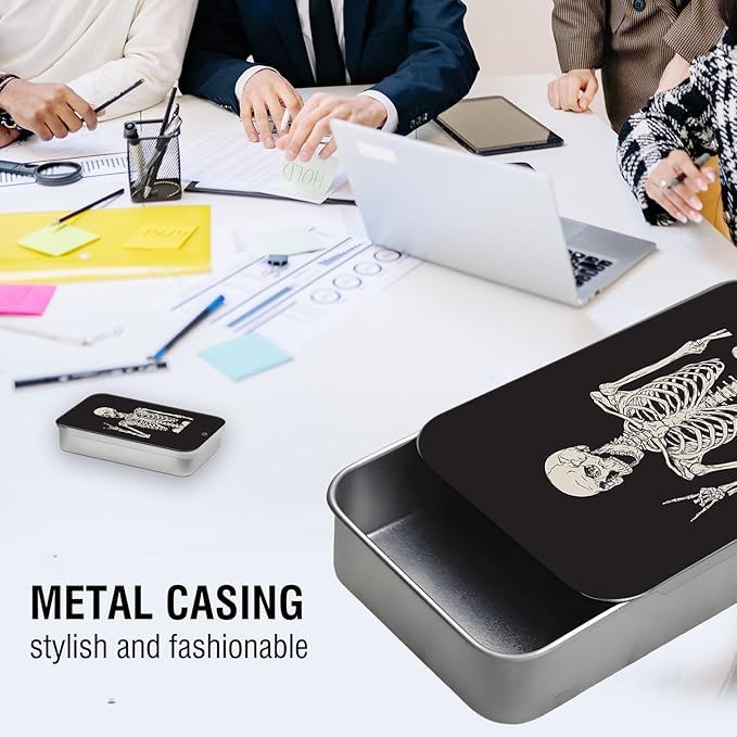 Portable Dental Floss Case, Refillable Cute Travel Floss Dispenser for Men & Women, Pocket Travel Floss Picks Case for Purse, Backpack, Bag Skull Human Skeleton