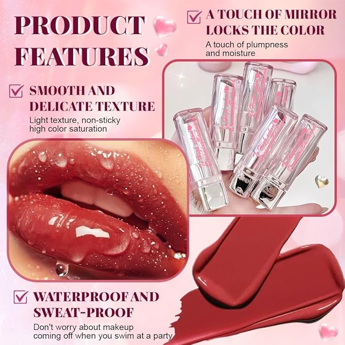 Plumper Moisturizing Butter Lipstick for Women, Natural Tinted Lip Balm Shine Nourishing Hydrating Lip Gloss Stain for Dry Lips, Lightweight Lip Liner Care Makeup, Vegan, 2Pc Rose Red & Plum