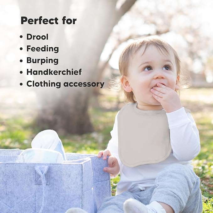 8-Pack Organic Baby Bibs for Boys, Girls - Soft Cotton Drooling and Teething Bibs for Baby Girl & Boy, Extra Absorbent, Easy To Clean & Put On for Toddler, Newborn, Infant 0-24 Months (Dawn)