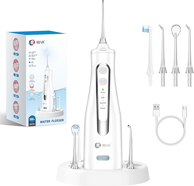 Cordless Water Flosser for Teeth, Gums & Braces – 4 Modes, 300ML Tank, 360° Nozzle, IPX7 Waterproof, USB Rechargeable 2000mAh Battery for Home & Travel (M149 Pro White)