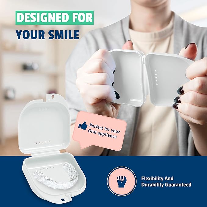 Retainer Case - Pack of 2 - Odorless Mouth Guard Case - Retainer Holder - Ventilated, Durable & Hygienic Night Guard Cases for Travel, Carrying and Protecting Braces, Partial Dentures & Aligners