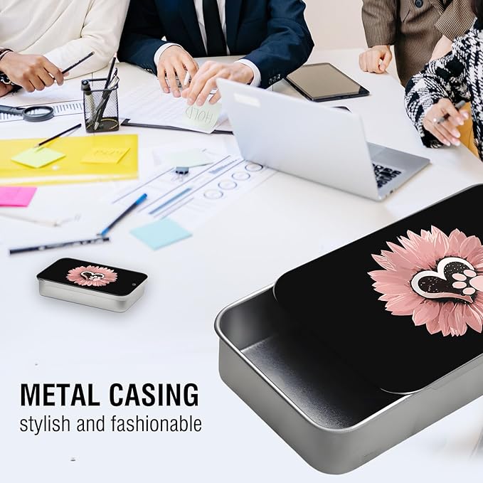 Portable Dental Floss Case, Refillable Cute Travel Floss Dispenser for Men & Women, Pocket Travel Floss Picks Case for Purse, Backpack, Bag Sunflower Pink Dog Paw