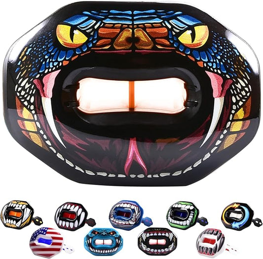 Oral Mart Flag Football Mouth Guard with 3D LipFit Design for Kids - Youth Tackle Football Mouthguard (No Boil) Cool Instant Fit Lip Guard Mouthpiece for Braces (Detachable Helmet Strap Included)