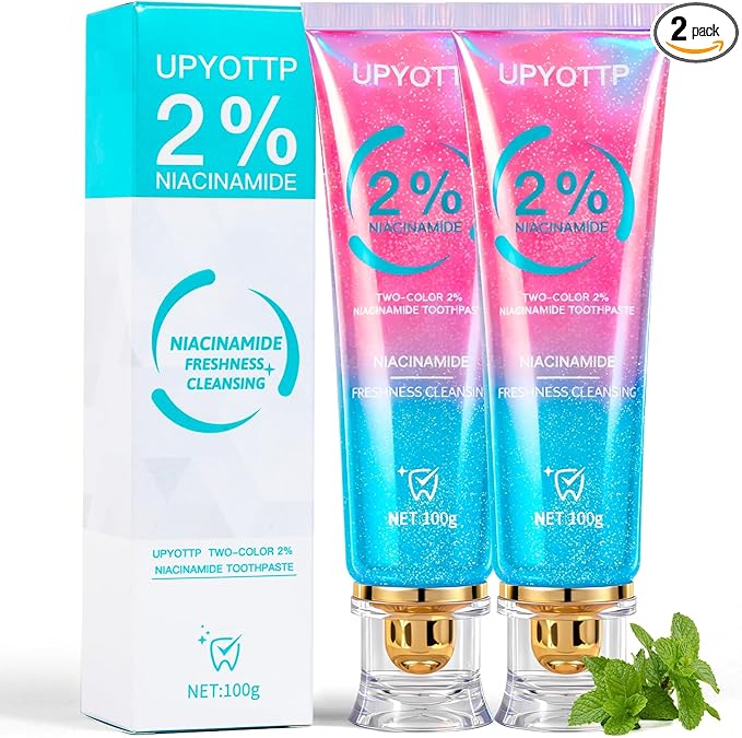 Niacinamide Whitening Toothpaste, Niacinamide Intensive Whitening Toothpaste, Fresh Breath, Improves Gum Health,Fluoride-Free, Suitable for Sensitive Teeth(2pcs)