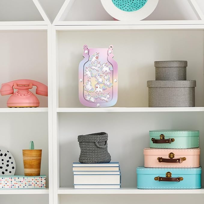 Qunclay Reward Jar for Kids Pot Training Reward Jar Classroom Incentive Good Behavior Responsibility Chart for Christmas Boys Girls Gift(Unicorn Style)