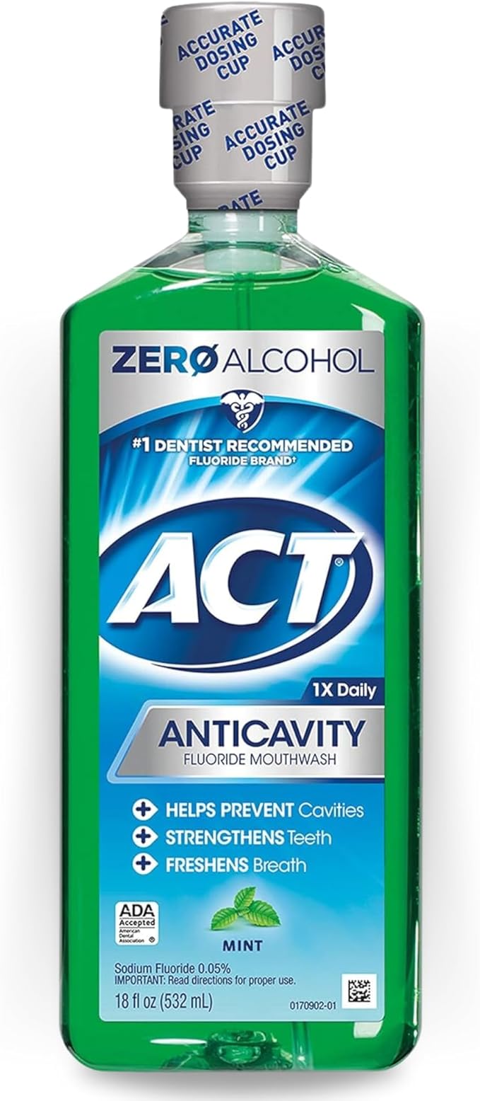 Fluoride Mouthwash 18 Fl Oz (Pack of 6) for Act_s, Mint Premium Freshness and Oral Care Solution