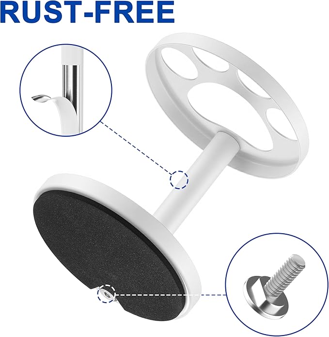 Metal Toothbrush Holder Stand for Bathroom: Stainless Steel Ventilated Organizer with Slots for Electric Toothbrushes, Toothpaste, Razors & Small Comb, Unique Footprint Base Design, White