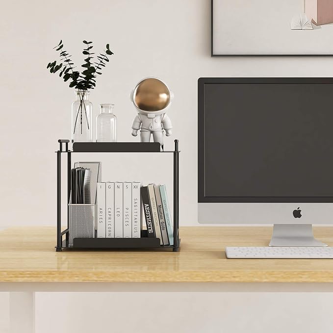 FLE Bathroom Organizer Countertop,Bathroom Counter Organizer Decorative Tray Cosmetic Organizer,Countertop Storage Shelf for Bathroom, Kitchen, Living Room, Bedroom, Dressing Table (2-Tier)