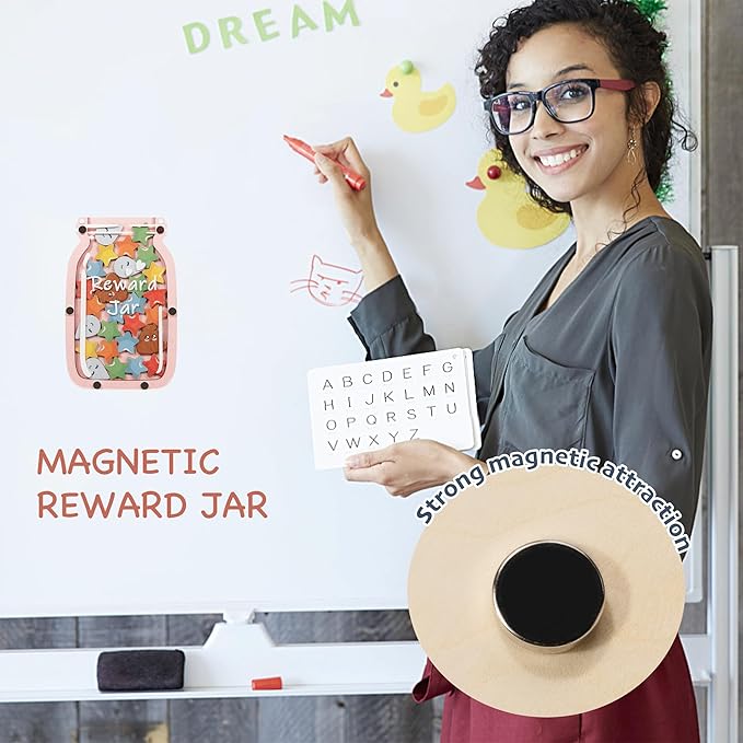 Personalized Stars Reward Jar Magnetic Reward Jar, Classroom Reward Jar for Kids, Jar Reward System Behavior Chart for Kids Incentive Chart for Classroom (Star+Poop+Drop)